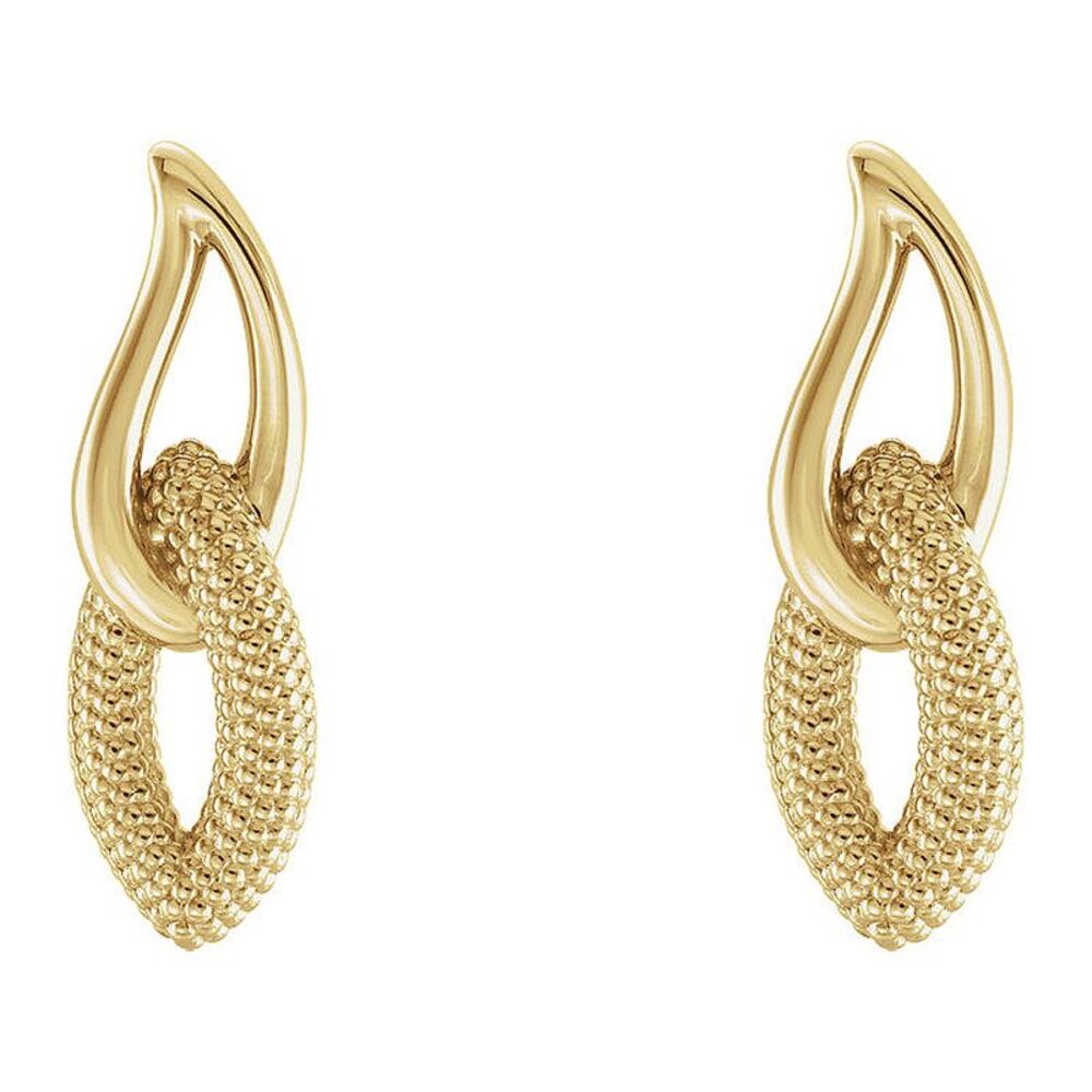 6mm x 18mm (1/4 x 11/16 Inch) 14k Yellow Gold Beaded Drop Earrings